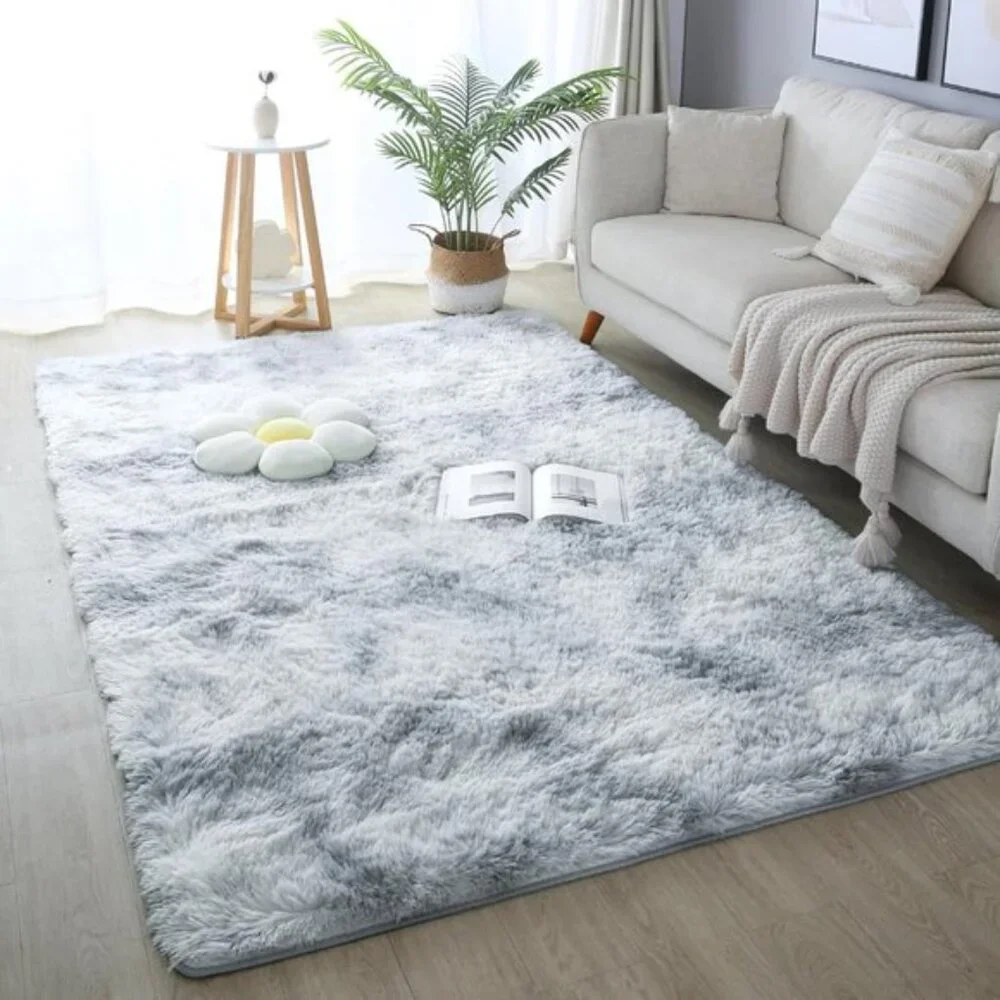 New 4x6 Fluffy Tie-Dyed Rug for Home or Room Decor, Soft Non-Slip Shaggy Carpet